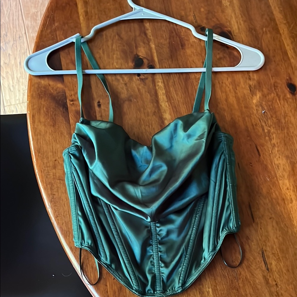 Urban Outfitters Emerald Satin Bustier